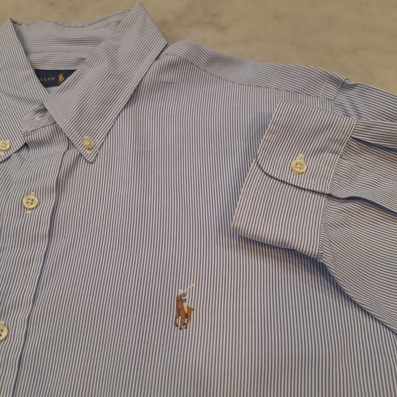 Polo Ralph Lauren Other - Polo Ralph Lauren Buttondown Shirt  XL Blue Striped Longsleeve Multi Color Logo